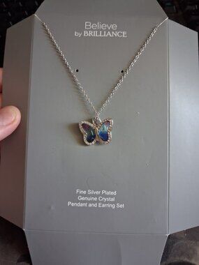 Believe by Brillance silver plated Butterfly necklace